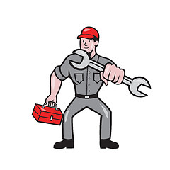 Image showing Mechanic Punching With Spanner Cartoon