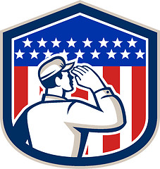 Image showing American Soldier Saluting Flag Shield