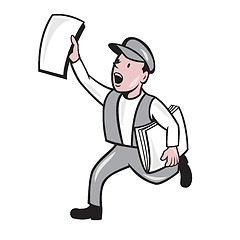 Image showing Newsboy Selling Newspaper Isolated Cartoon