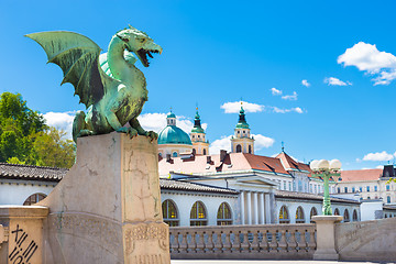 Image showing Dragon bridge, Ljubljana, Slovenia, Europe.