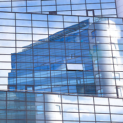 Image showing Modern facade of glass and steel.