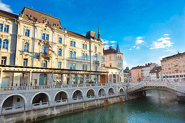 Image showing Triple bridge, Ljubljana, Slovenia, Europe.