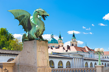 Image showing Dragon bridge, Ljubljana, Slovenia, Europe.