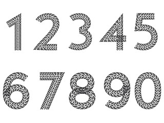 Image showing Tire tread number set