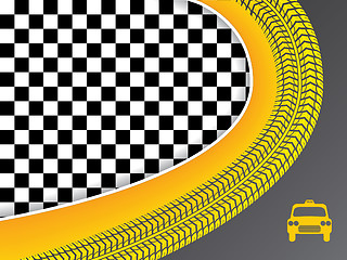 Image showing Taxi advertisement design with checkered background