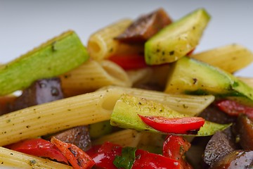 Image showing Pasta with shrimps, herbs and mashrooms