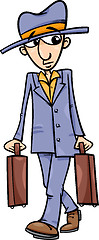 Image showing man with suitcases cartoon illustration