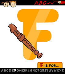 Image showing letter f with flute cartoon illustration