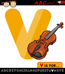 Image showing letter v with violin cartoon illustration