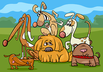 Image showing funny dogs group cartoon illustration