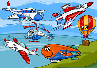 Image showing planes aircraft group cartoon illustration