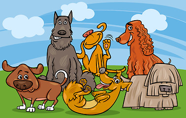 Image showing cute dogs group cartoon illustration