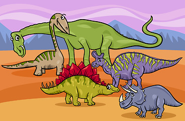 Image showing dinosaurs group cartoon illustration