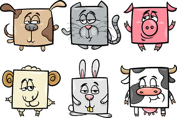 Image showing square animals set cartoon illustration