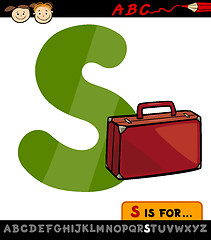 Image showing letter s with suitcase cartoon illustration