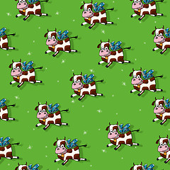 Image showing Flying cows pattern