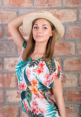 Image showing girl in a straw hat 