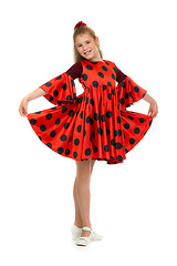 Image showing teen girl in a red dress with polka dots