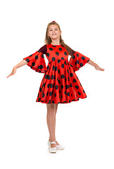 Image showing 11 year old girl in a red dress