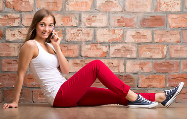 Image showing girl casual design with the phone