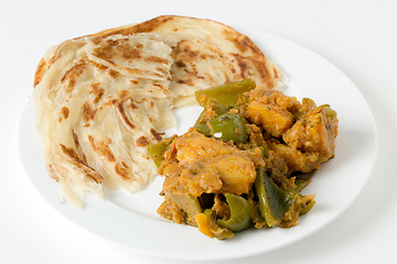 Image showing Aloo capsicum curry and paratha