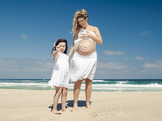 Image showing Making a smile on mom's belly