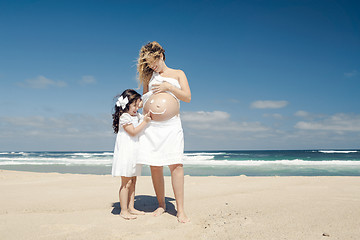 Image showing Making a smile on mom's belly