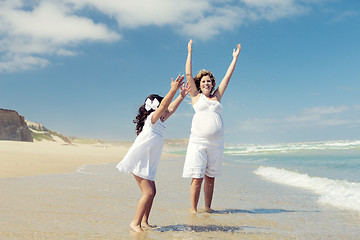 Image showing Playing on the beach