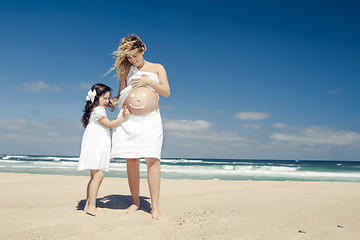 Image showing Making a smile on mom's belly