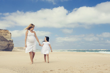 Image showing Walking on the beach