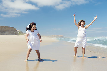 Image showing Playing on the beach