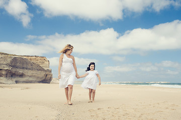 Image showing Walking on the beach