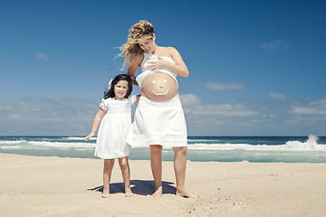 Image showing Making a smile on mom's belly