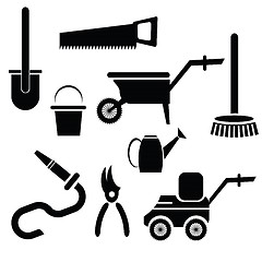 Image showing garden tools silhouettes