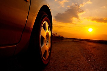 Image showing Car Sunset