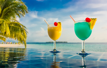 Image showing Cocktail near the swimming pool