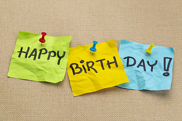 Image showing happy birthday on sticky notes