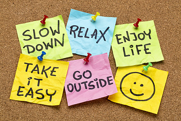 Image showing slow down, relax, take it easy