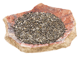 Image showing chia seeds on a pottery shard