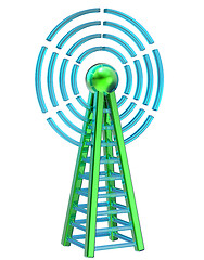 Image showing digital transmitter sends signals from high tower