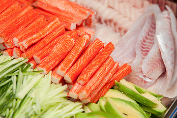 Image showing surimi, fish avocado for sushi