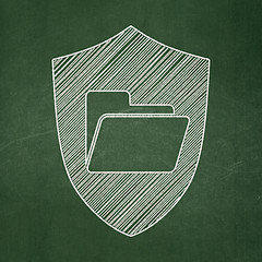 Image showing Finance concept: Folder With Shield on chalkboard background