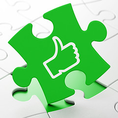 Image showing Social network concept: Thumb Up on puzzle background