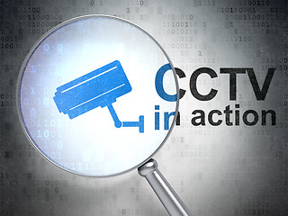 Image showing Protection concept: Cctv Camera and CCTV In action with optical glass