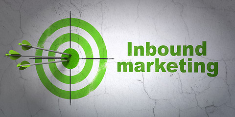 Image showing Business concept: target and Inbound Marketing on wall background