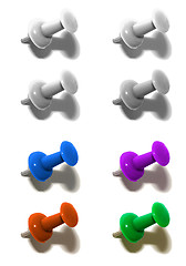 Image showing set of multicolored thumbtacks