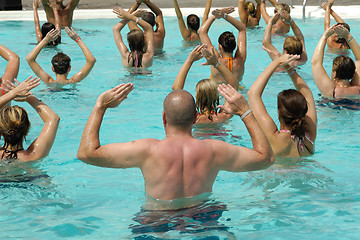 Image showing Aerobic in pool