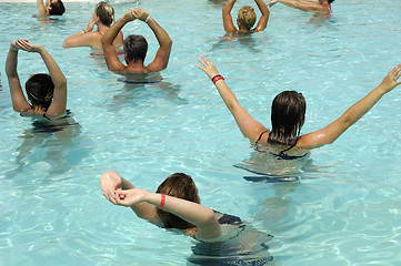 Image showing Aerobic in pool