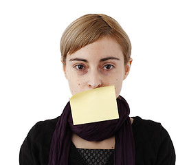 Image showing Woman and post it