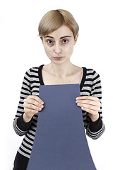 Image showing Woman holding a paper